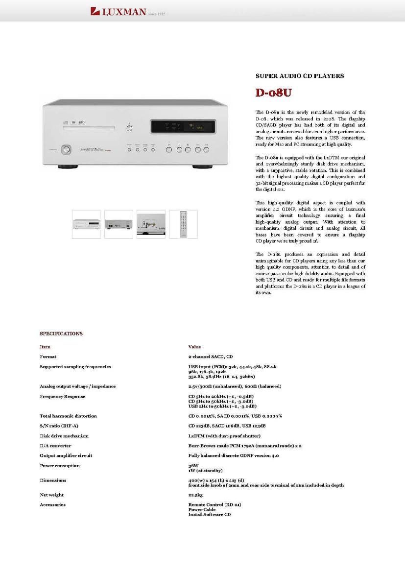 Luxman D 08U Brochure