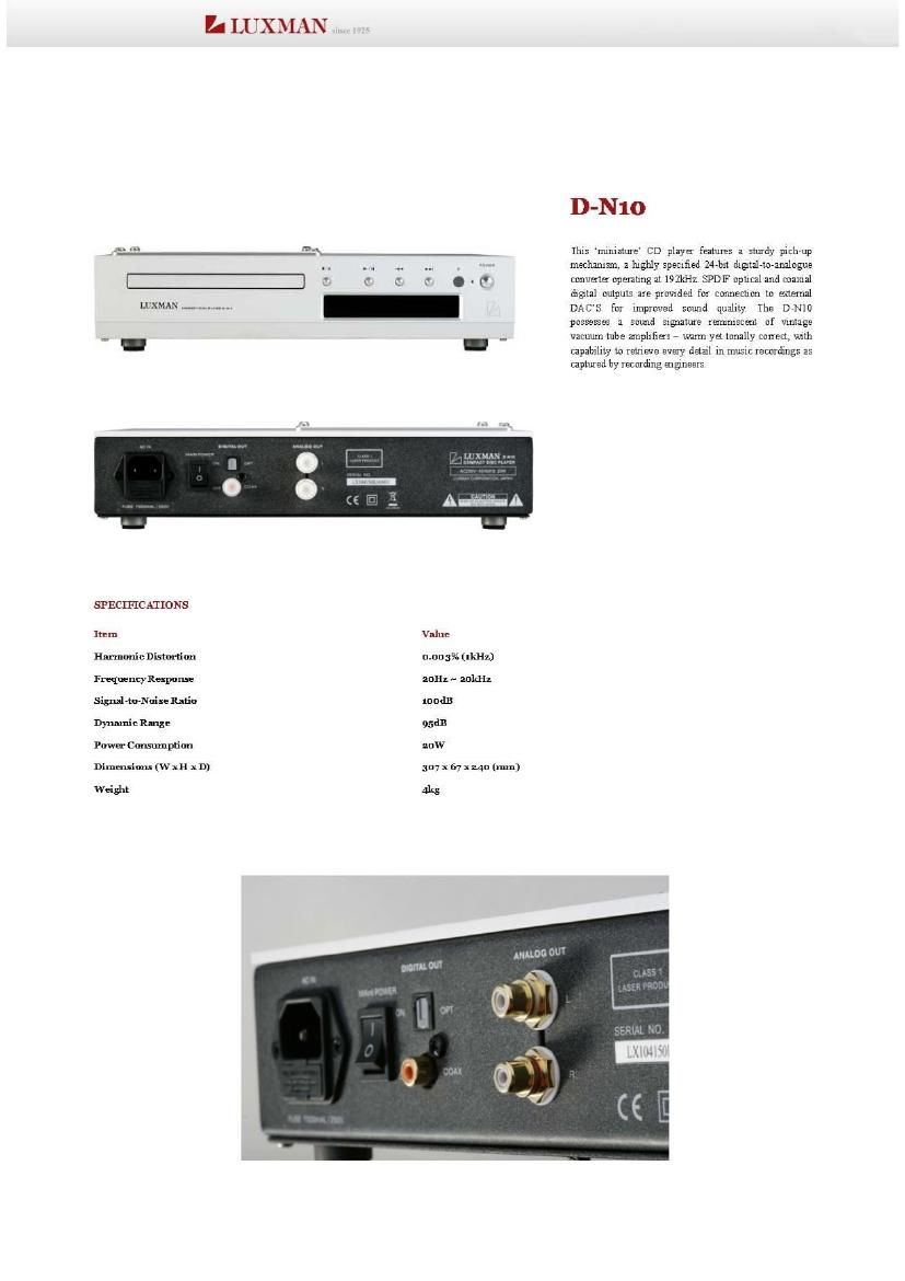 Luxman D N10 Brochure