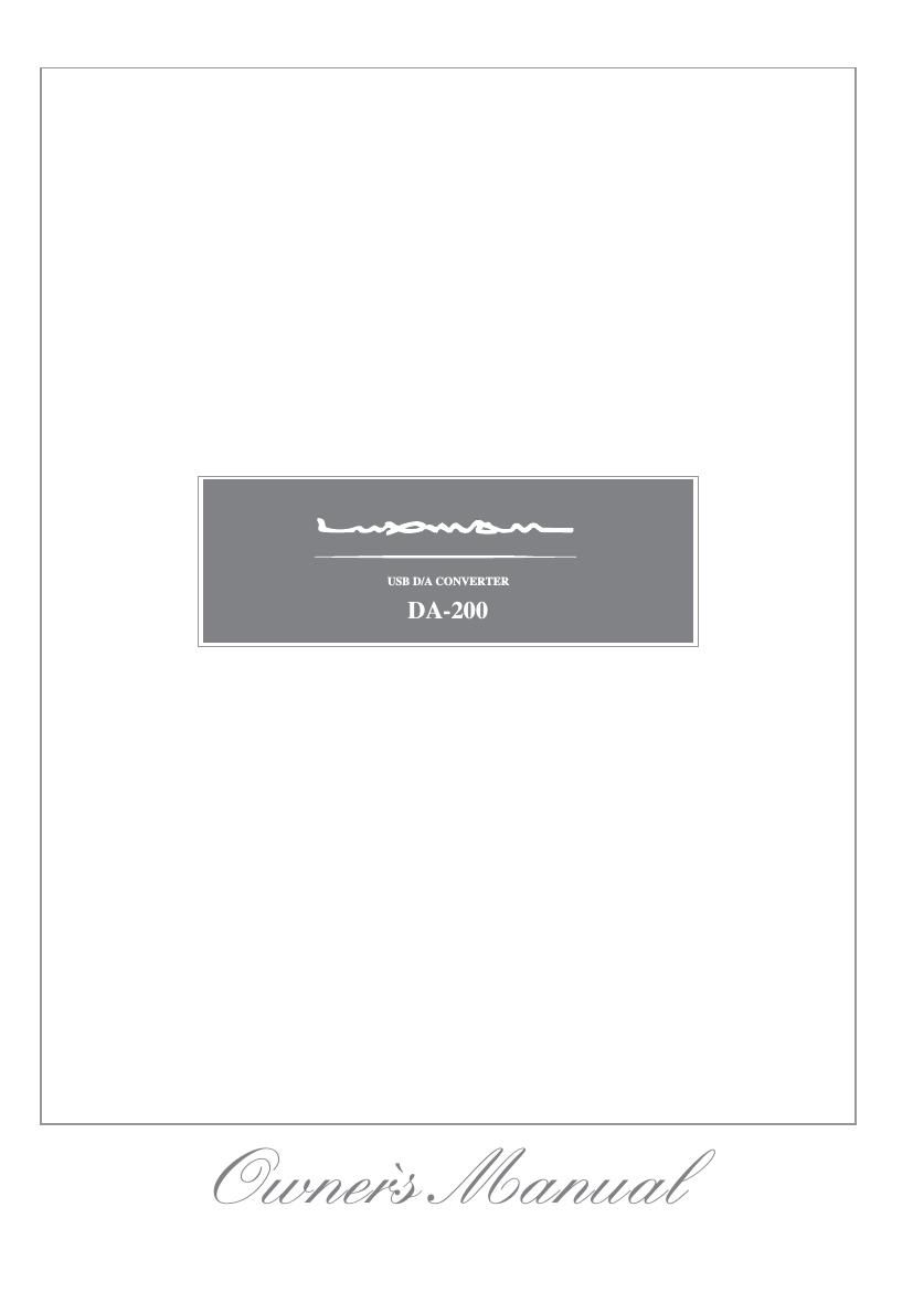 Luxman DA 200 Owners Manual