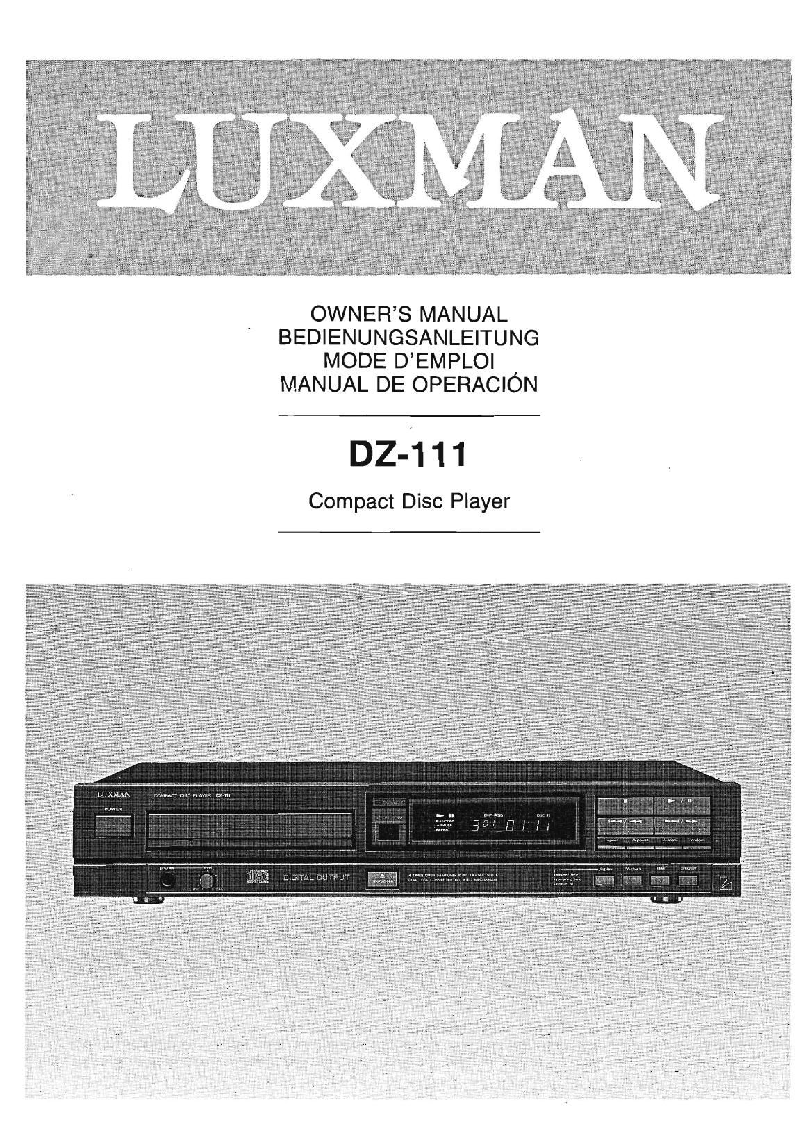 Luxman DZ 111 Owners Manual