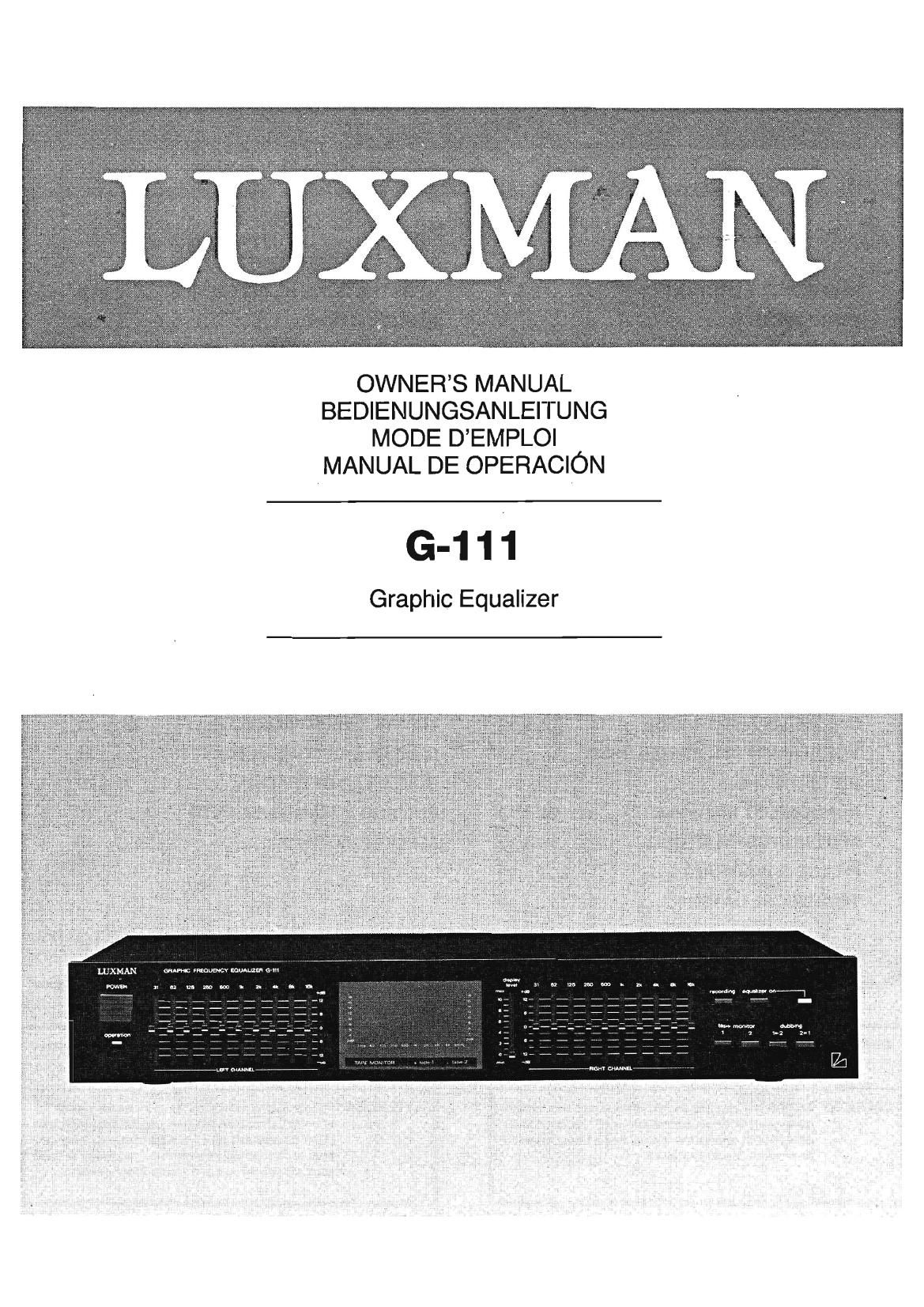 Luxman G 111 Owners Manual