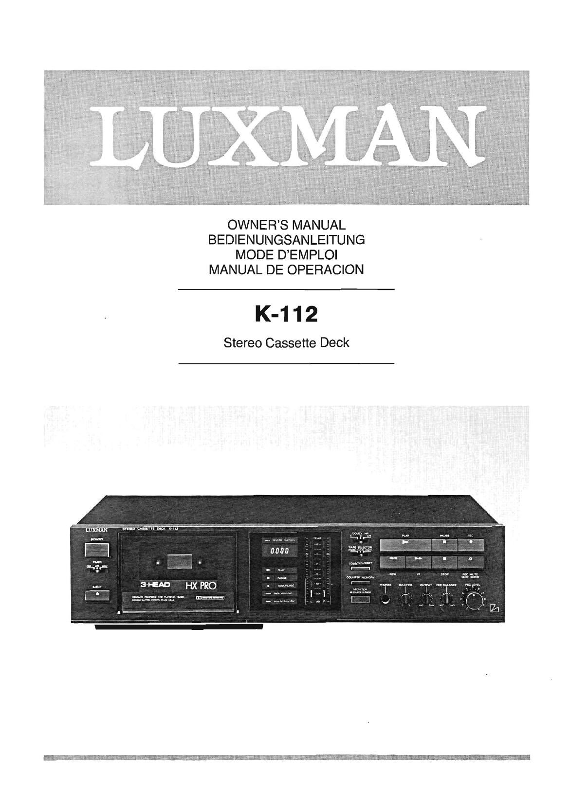 Luxman K 112 Owners Manual