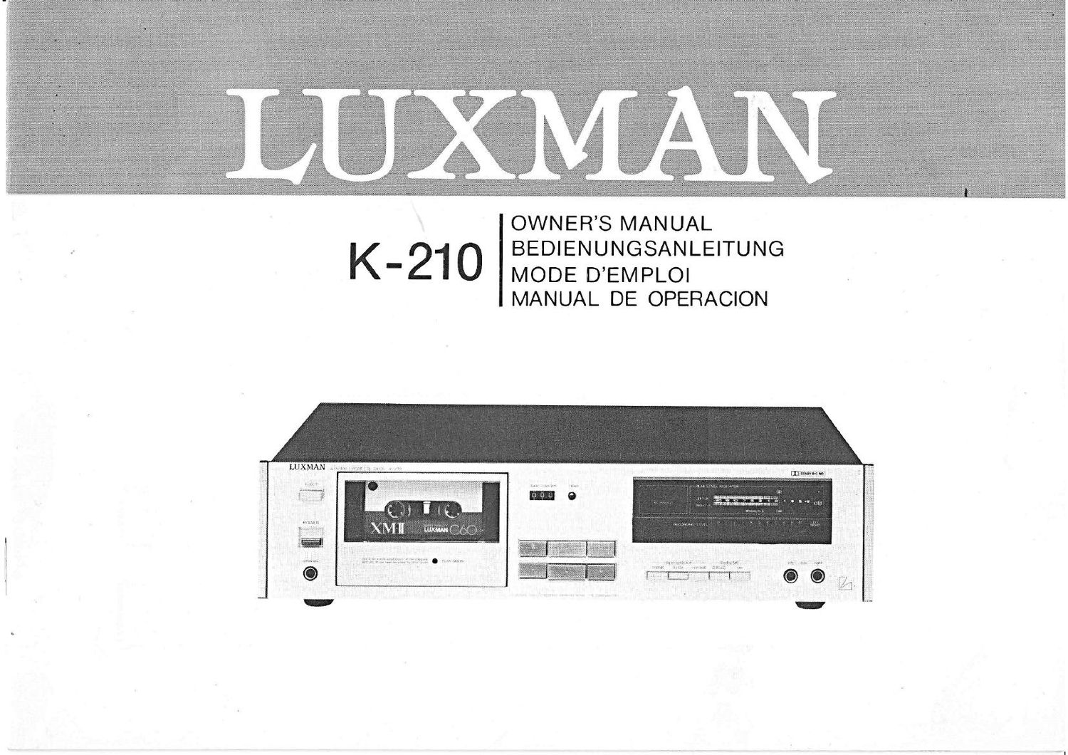 Luxman K 210 Owners Manual