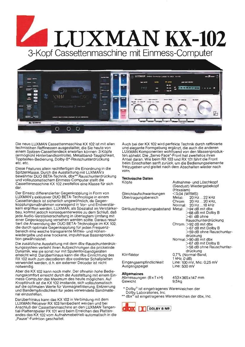 Luxman KX 102 Brochure