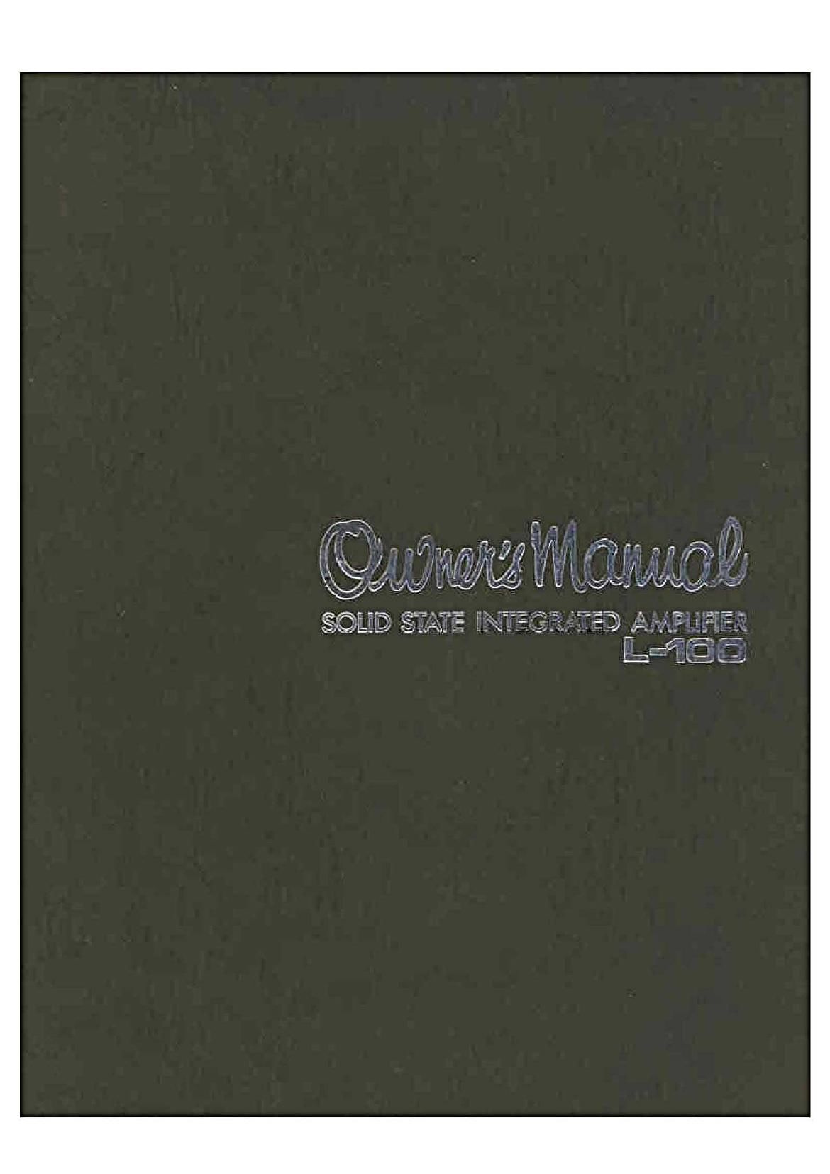 Luxman L 100 Owners Manual