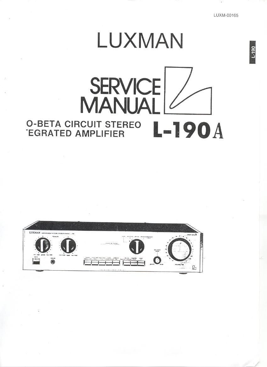 luxman l 190 a owners manual