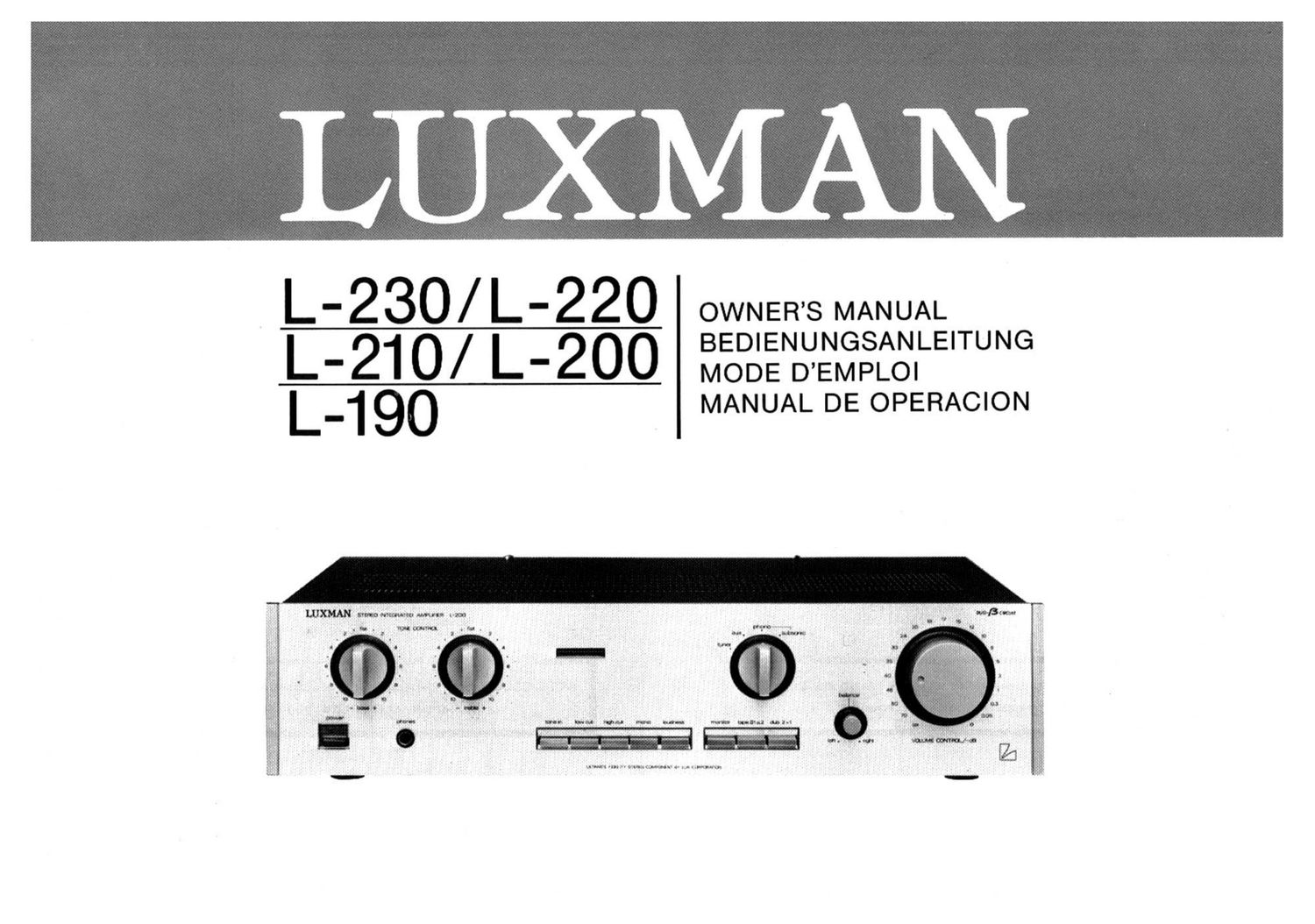 luxman l 190 owners manual