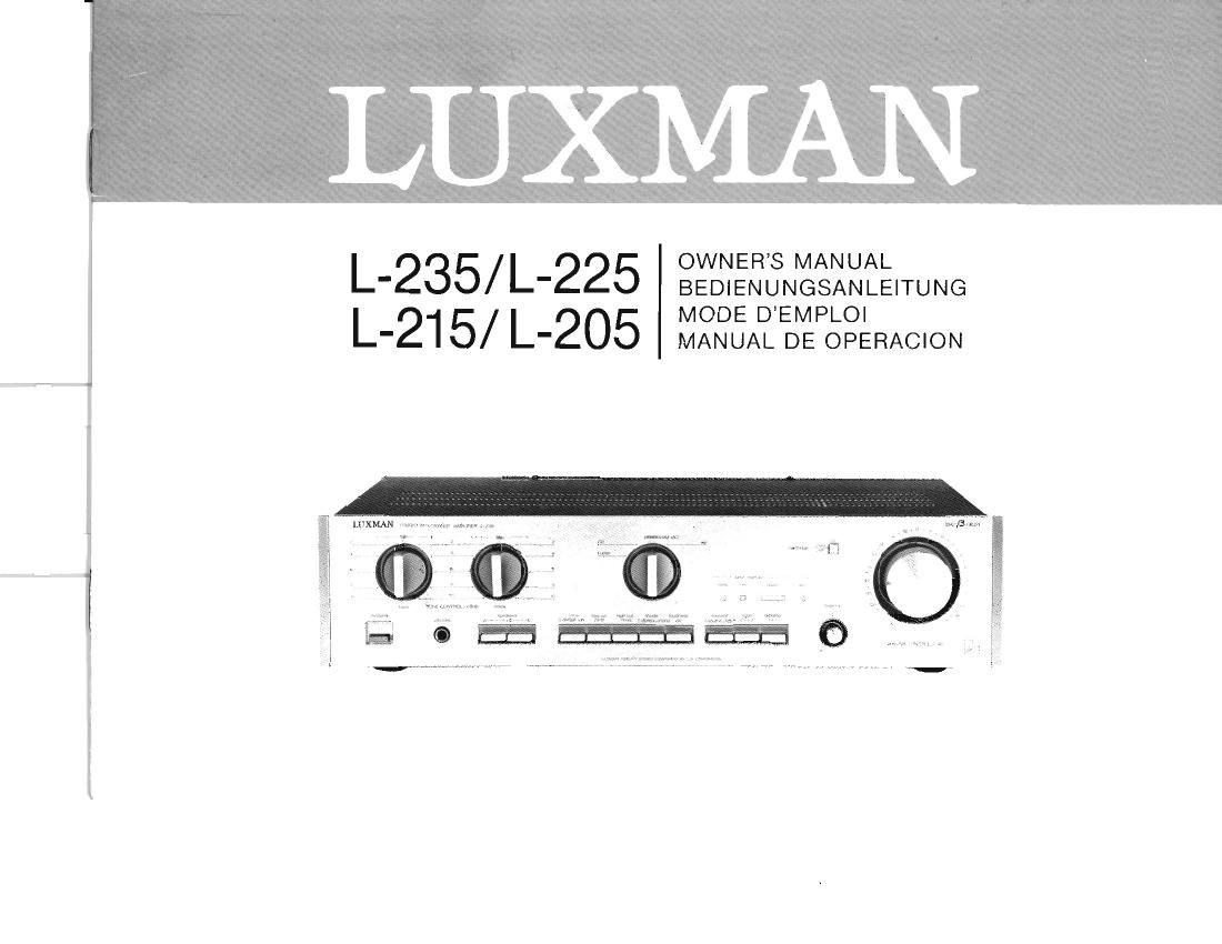 LUXMAN L 205 L 235 Owners manual