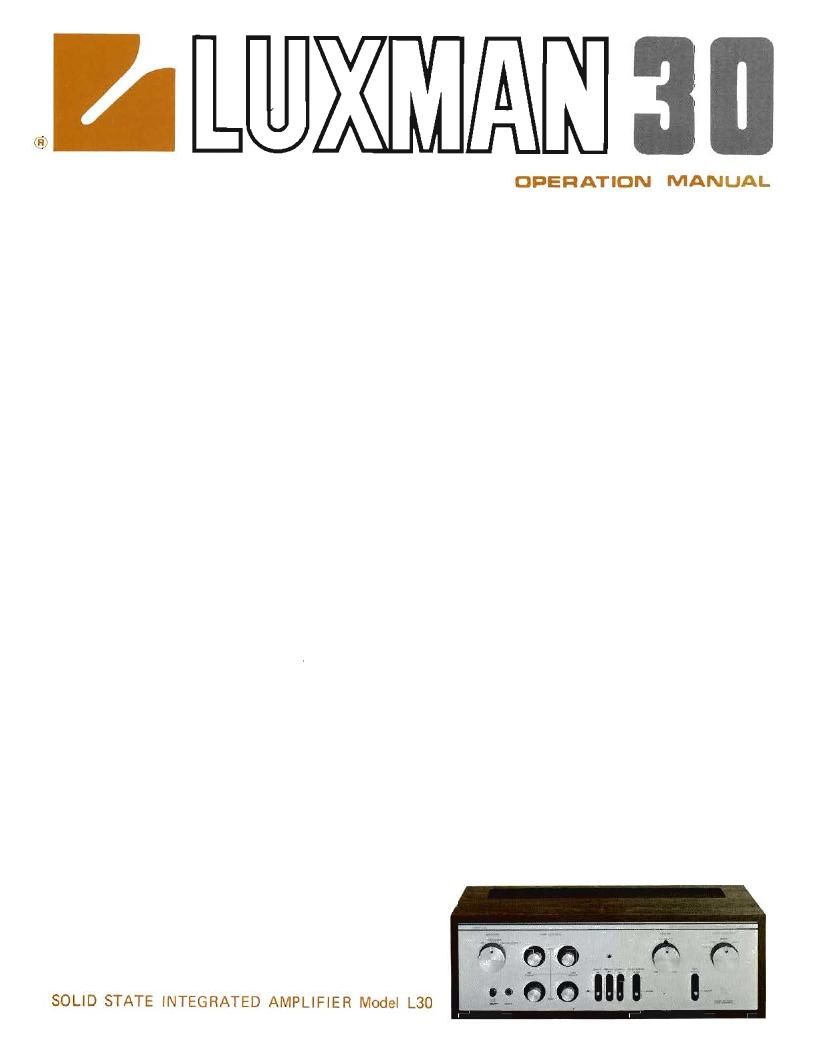 Luxman L 30 Owners Manual