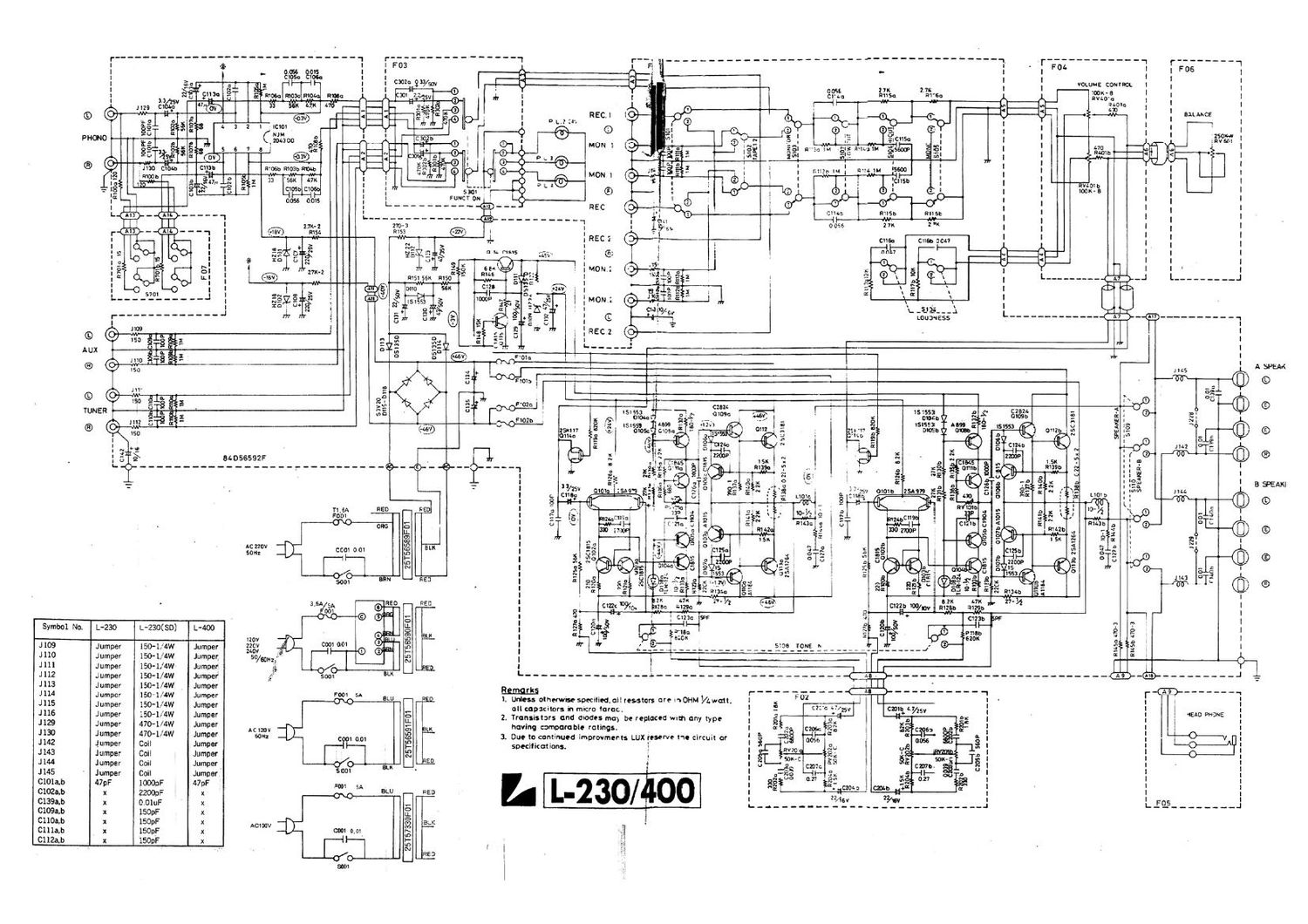 Luxman L 400 Schematic