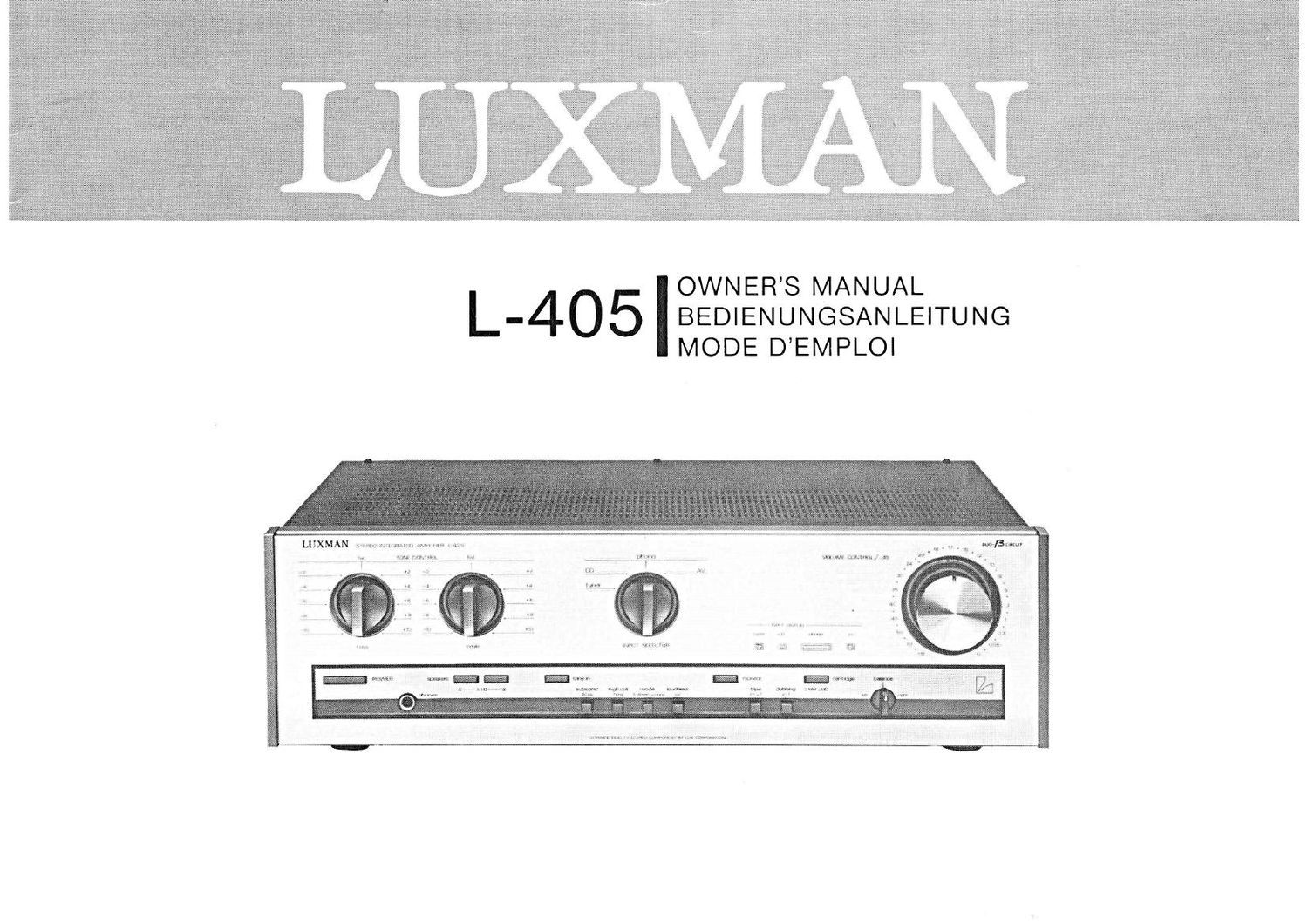 Luxman L 405 Owners Manual