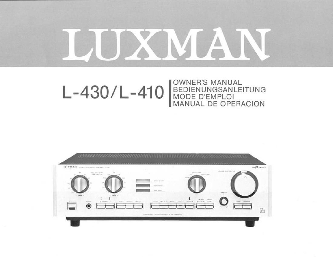 Luxman L 410 Owners Manual