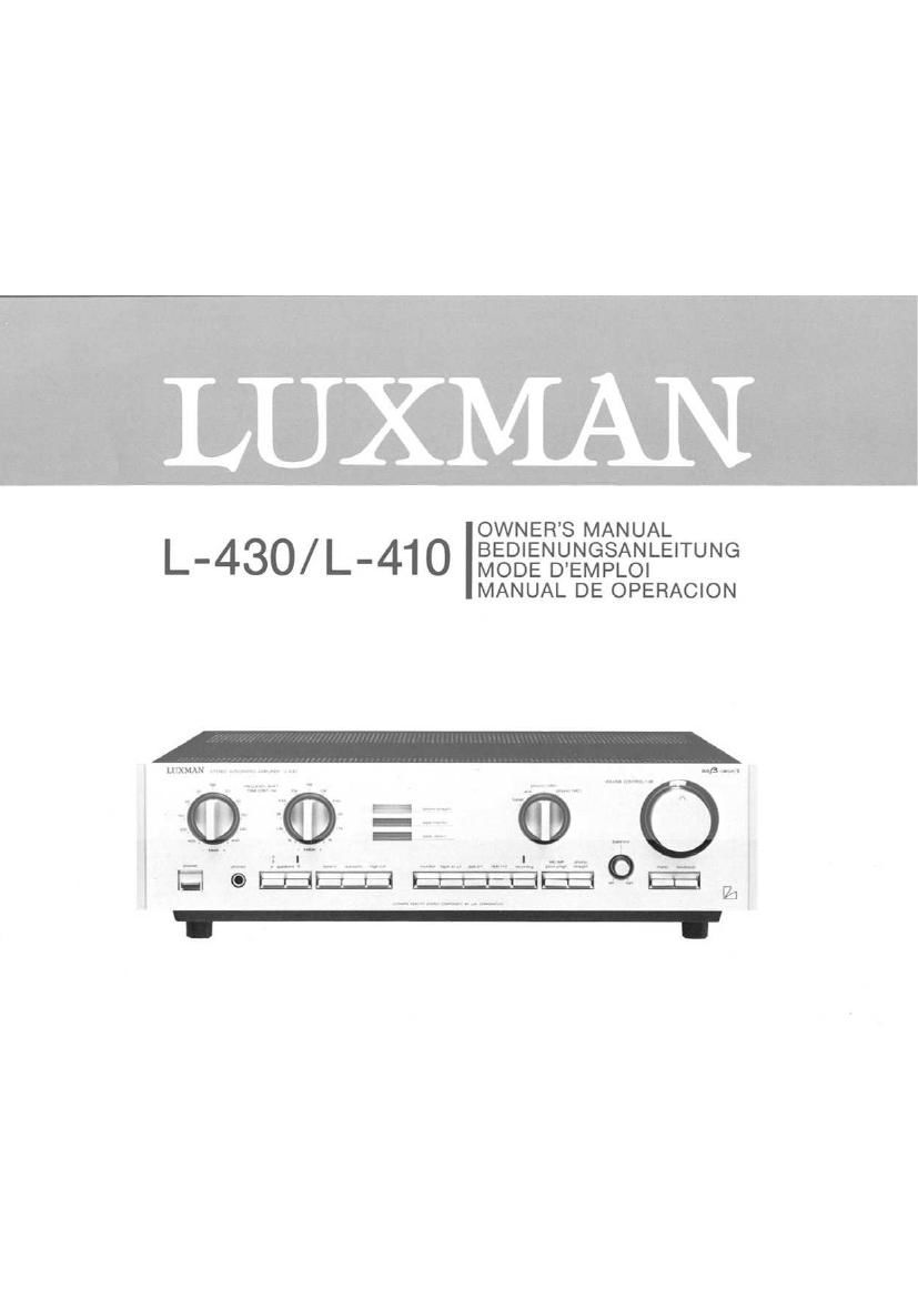 Luxman L 430 Owners Manual