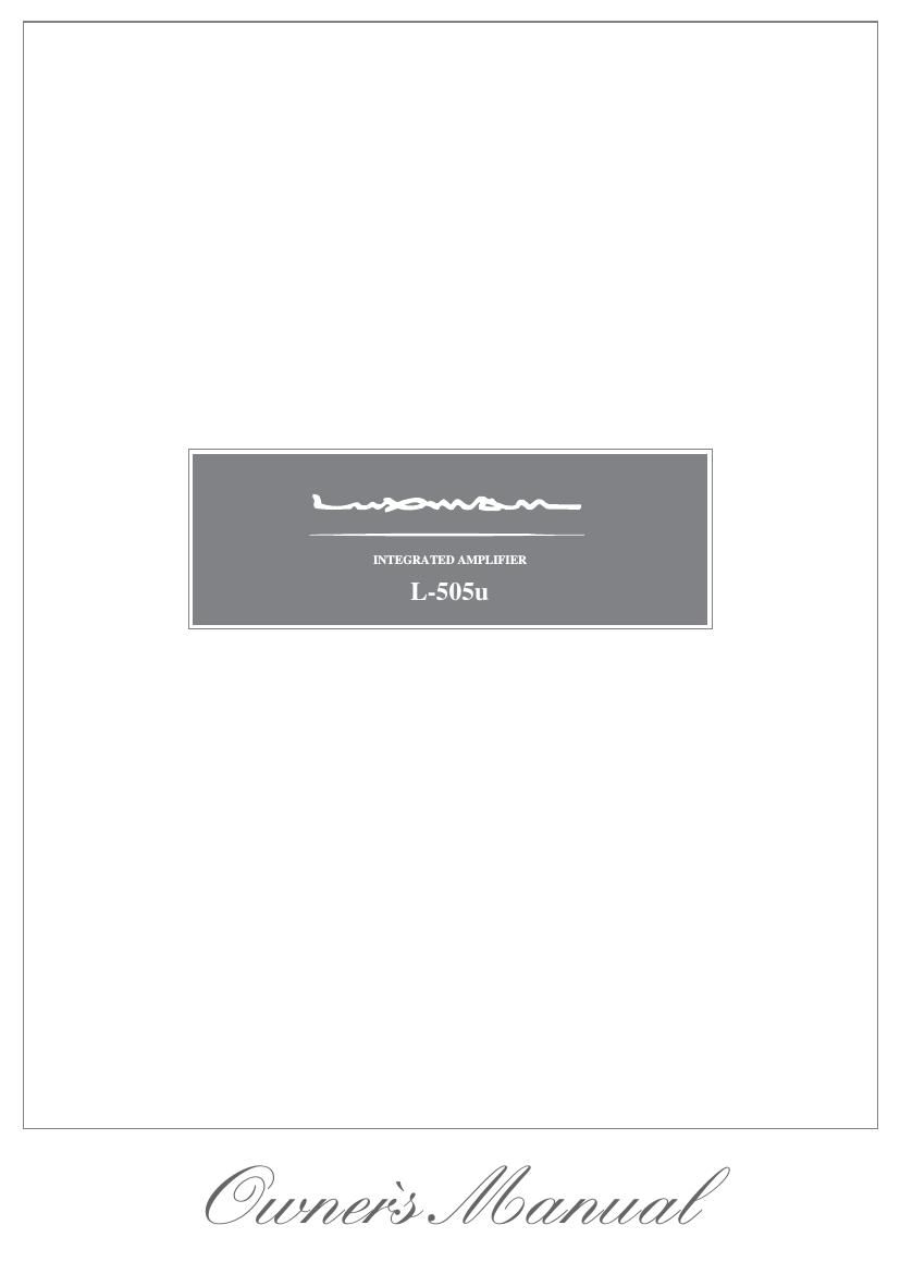 Luxman L 505 U Owners Manual