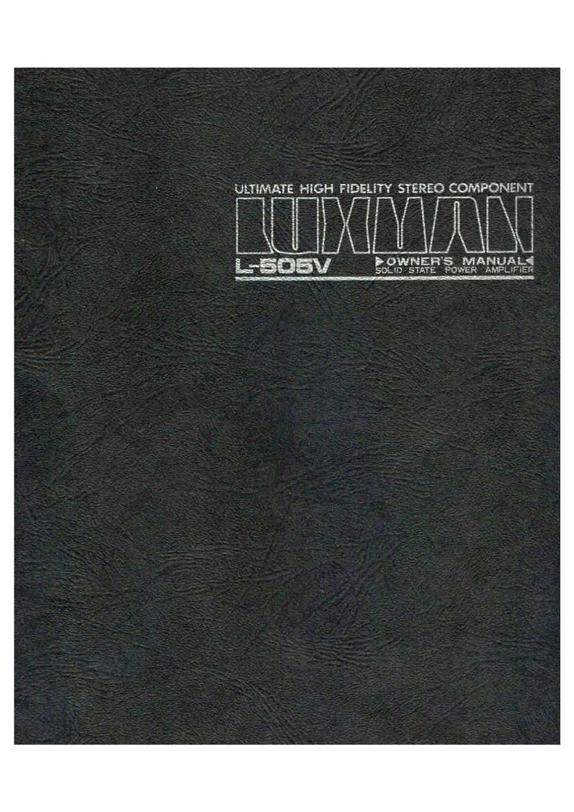 Luxman L 505V Owners Manual