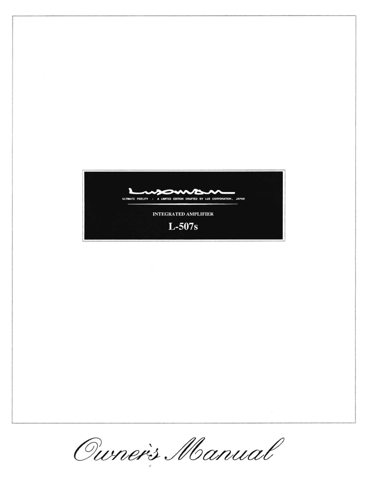 Luxman L 507 S Owners Manual