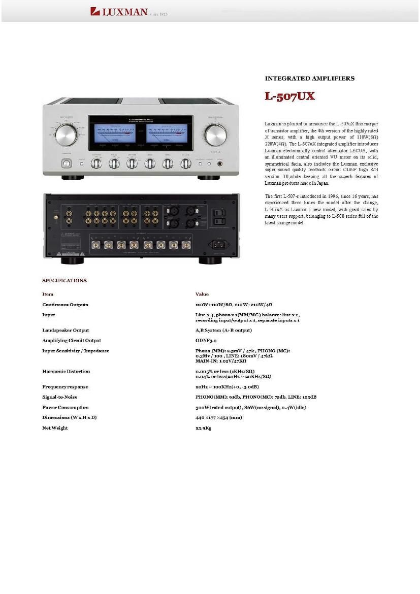 Luxman L 507 uX Brochure