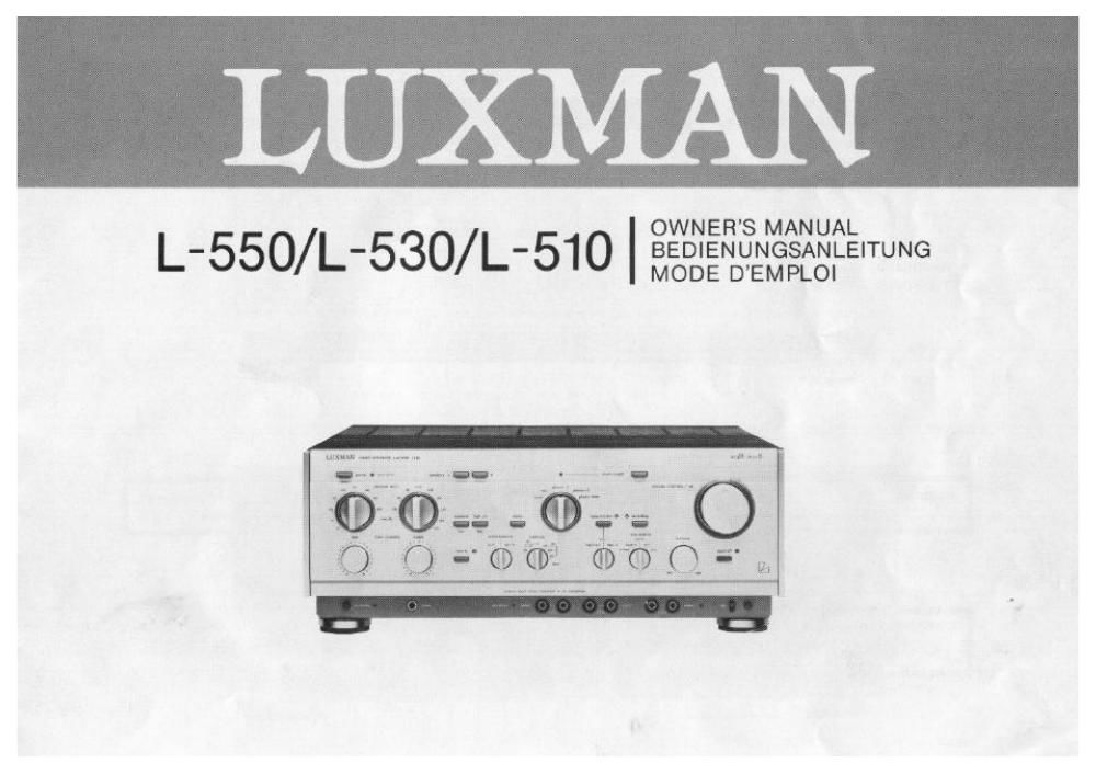 Owner's Manual-Anleitung für Luxman L-510,L-530,L-550 