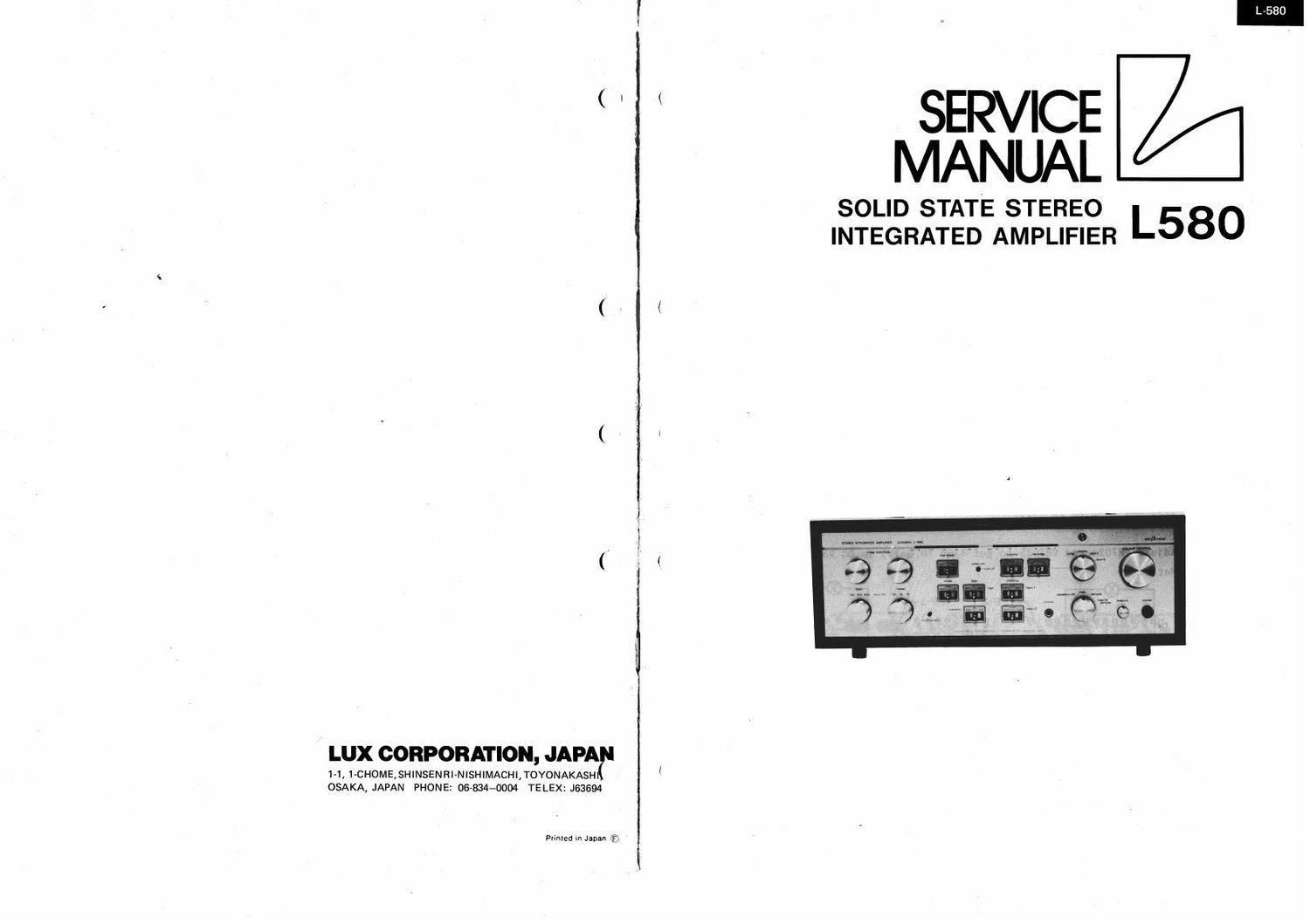 Luxman L 580 Service Manual