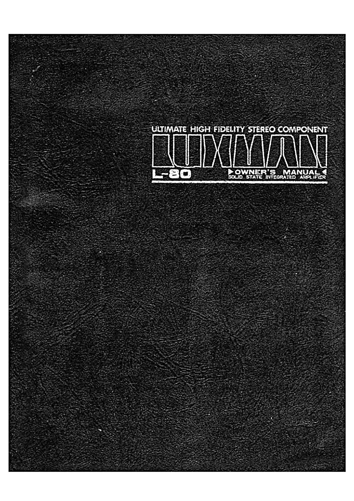 Luxman L 80 Owners Manual alt