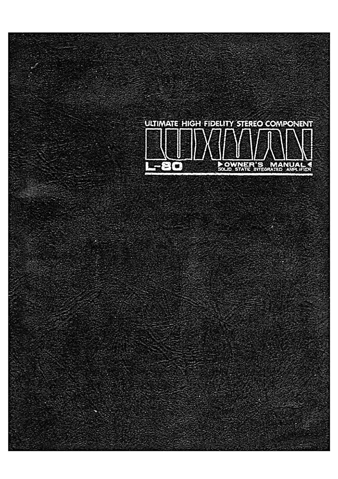 Luxman L 80 Owners Manual alt