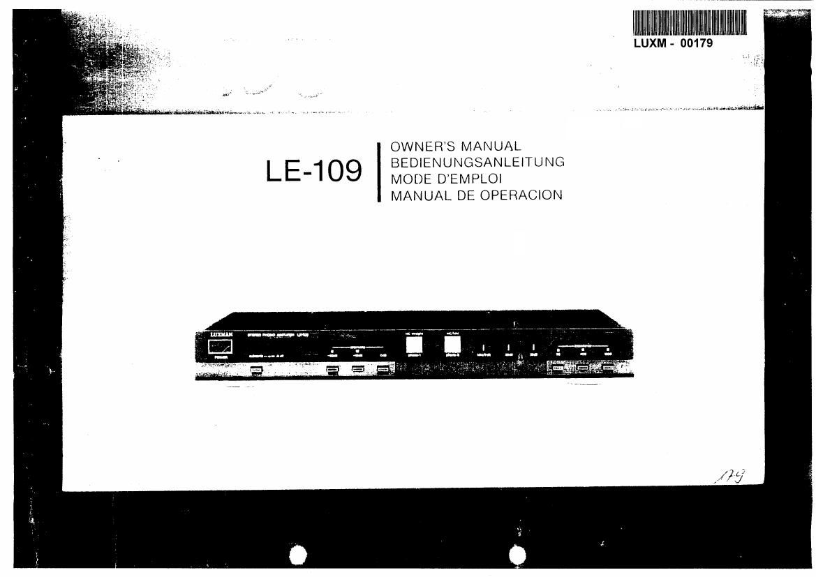 Luxman LE 109 Owners Manual
