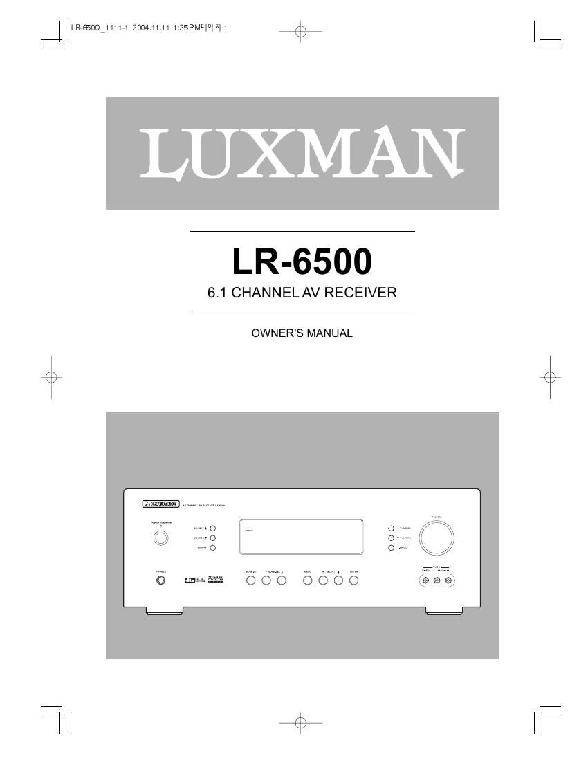Luxman LR 6500 Owners Manual