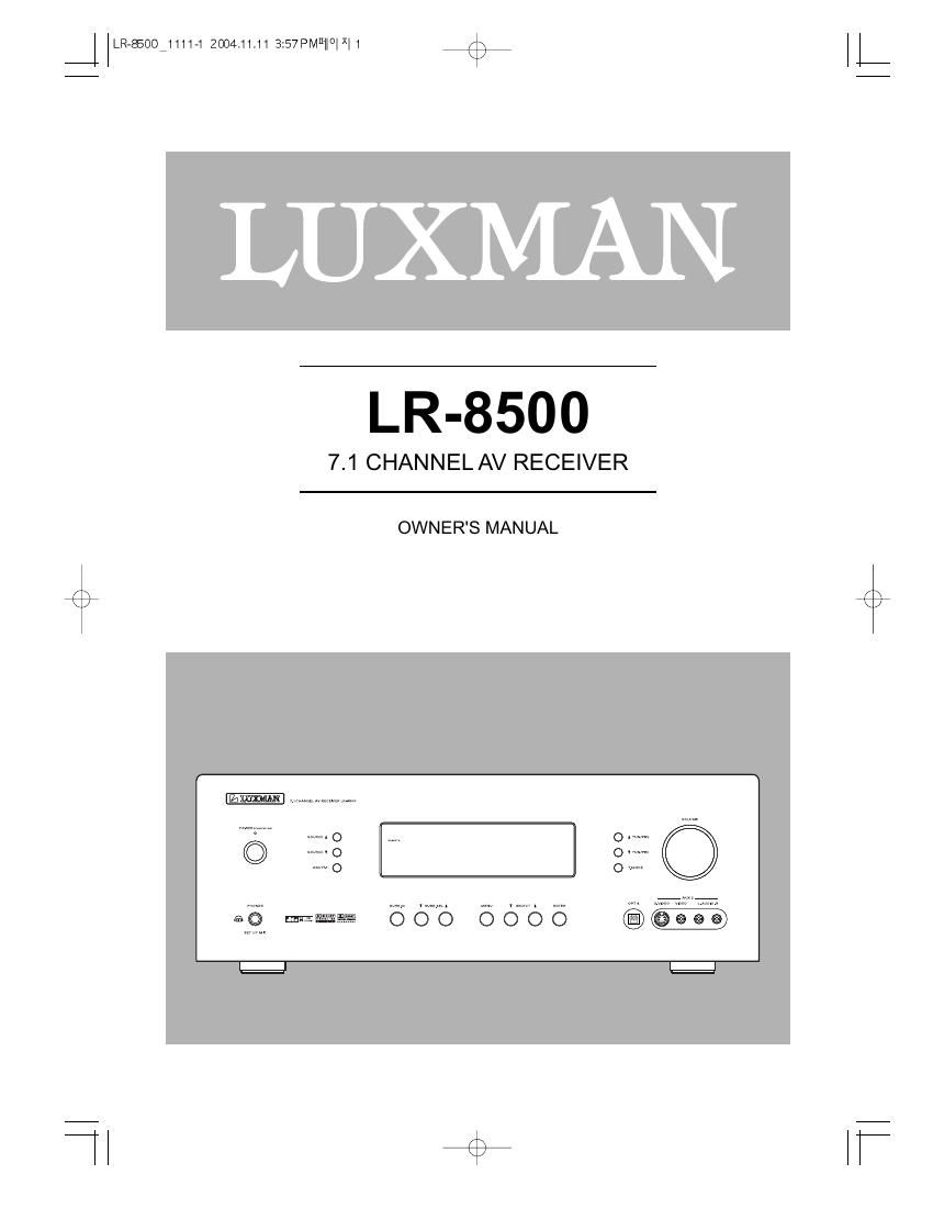 Luxman LR 8500 Owners Manual