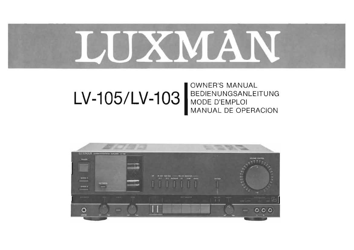 Luxman LV 103 Owners Manual