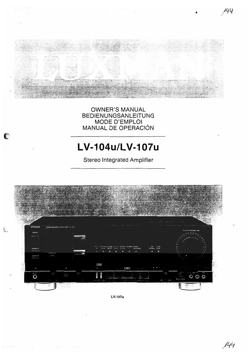 Luxman LV 104 U 107 U Owners Manual