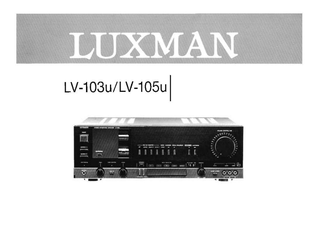 Luxman LV 103 U LV 105 U Owners Manual