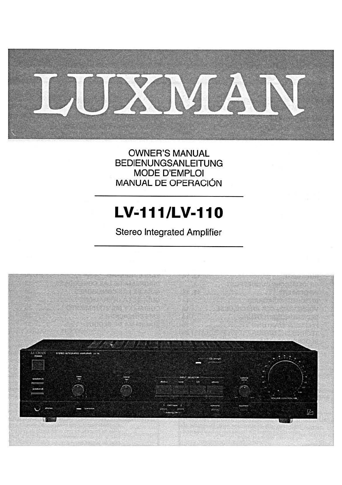 Luxman LV 111 Owners Manual