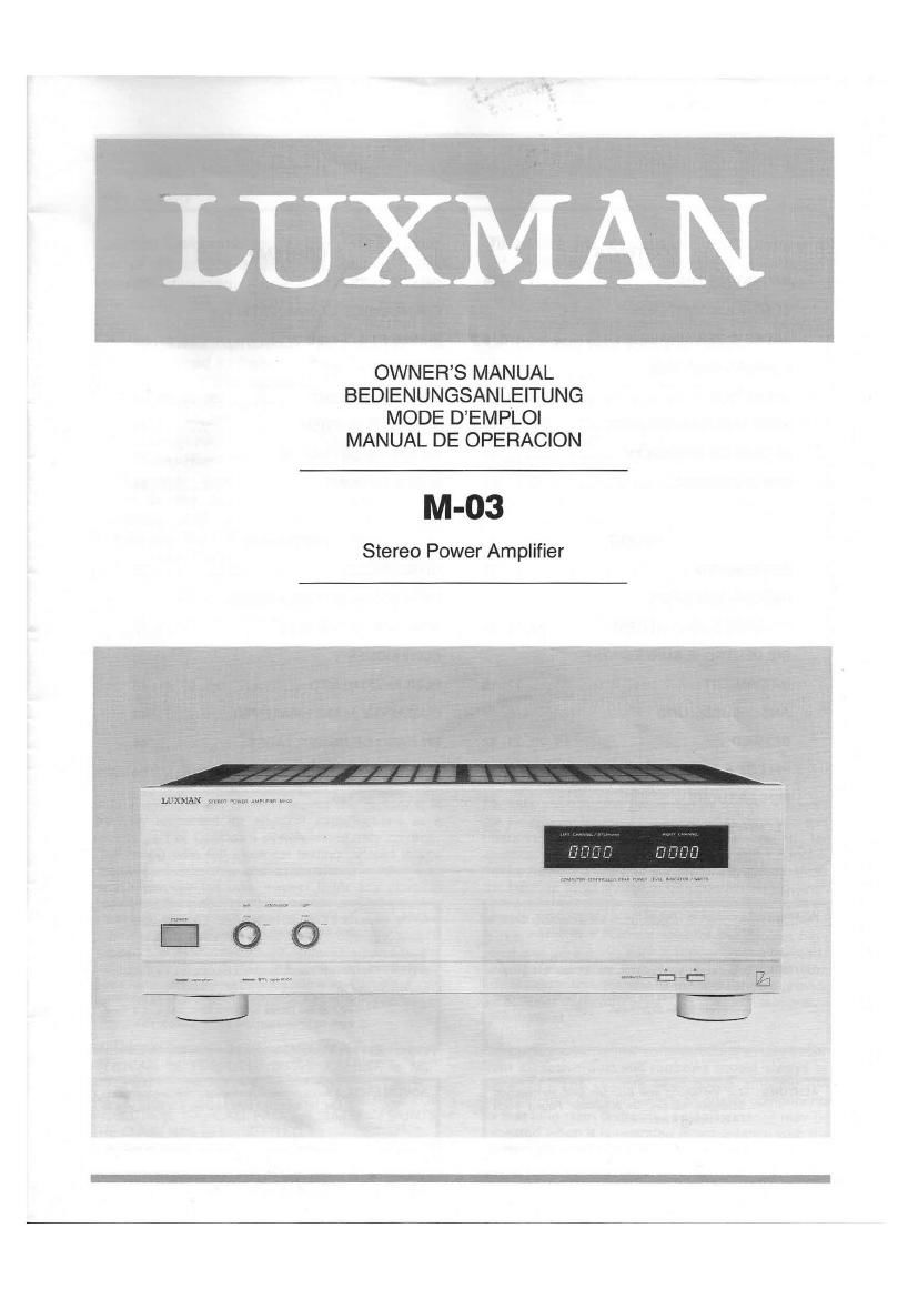 Luxman M 03 Owners Manual