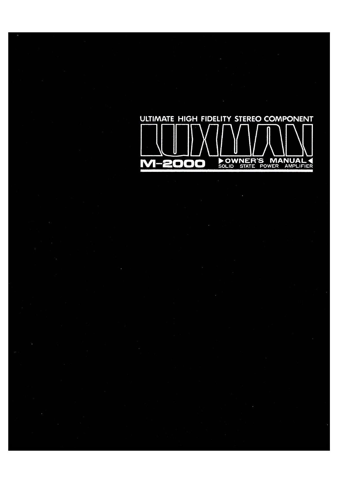 Luxman M 2000 Owners Manual