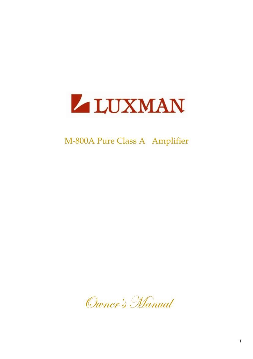 Luxman M 800A Owners Manual