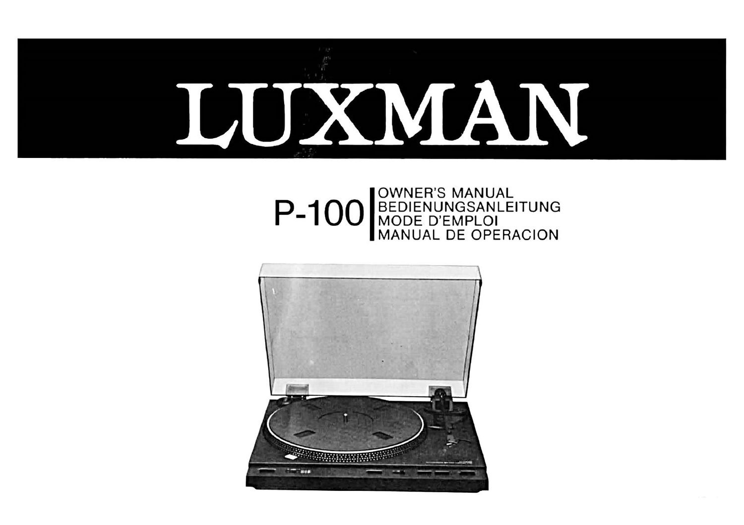 Luxman P 100 Owners Manual