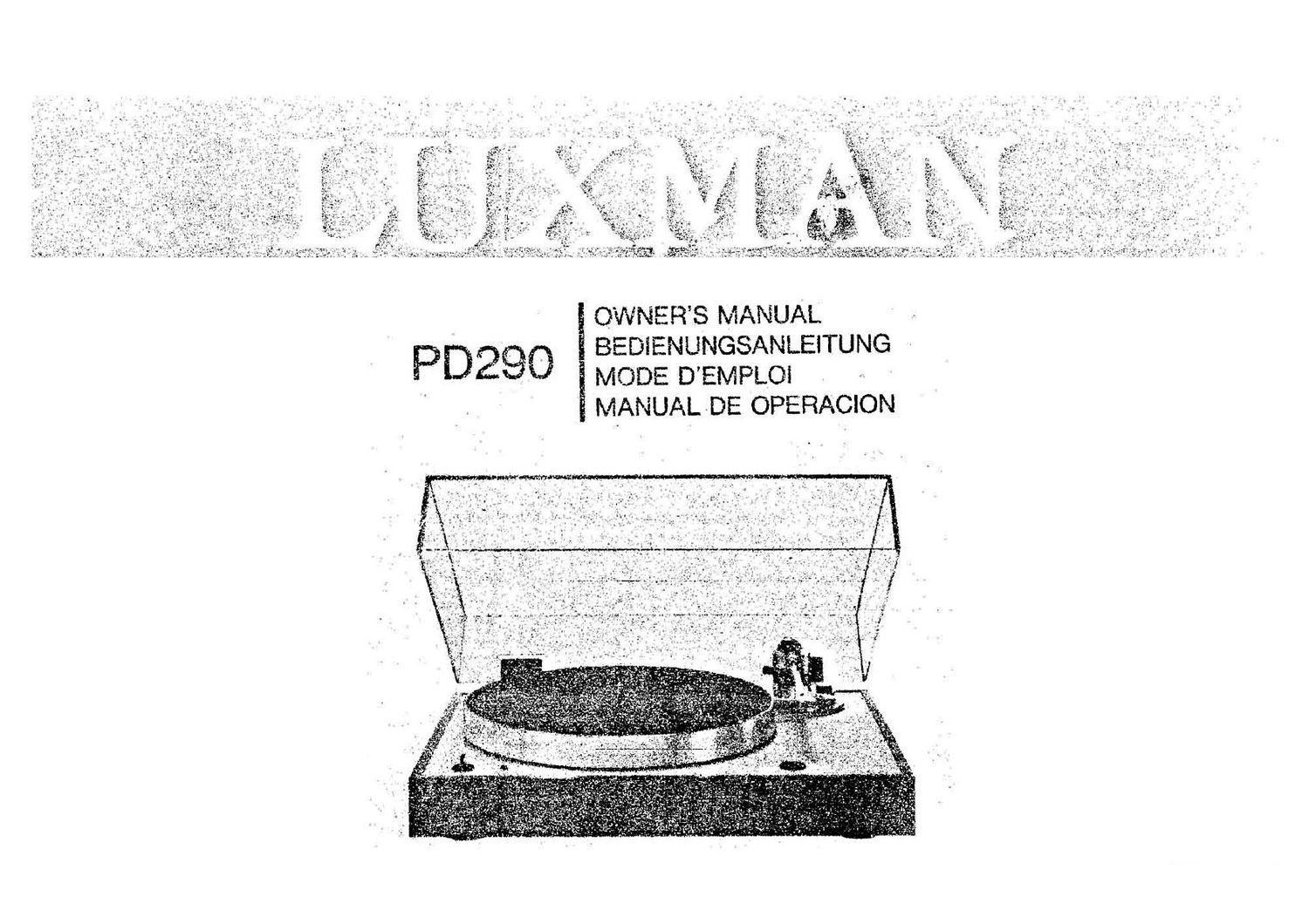 Luxman PD 290 Owners Manual