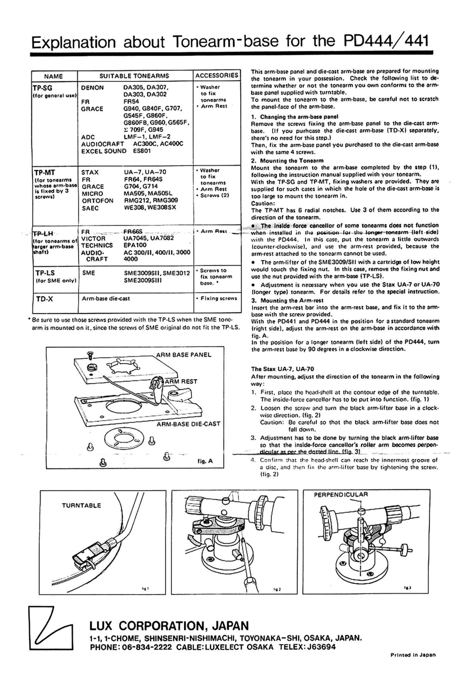 für Luxman PD-444 Owner's Manual-Anleitung 