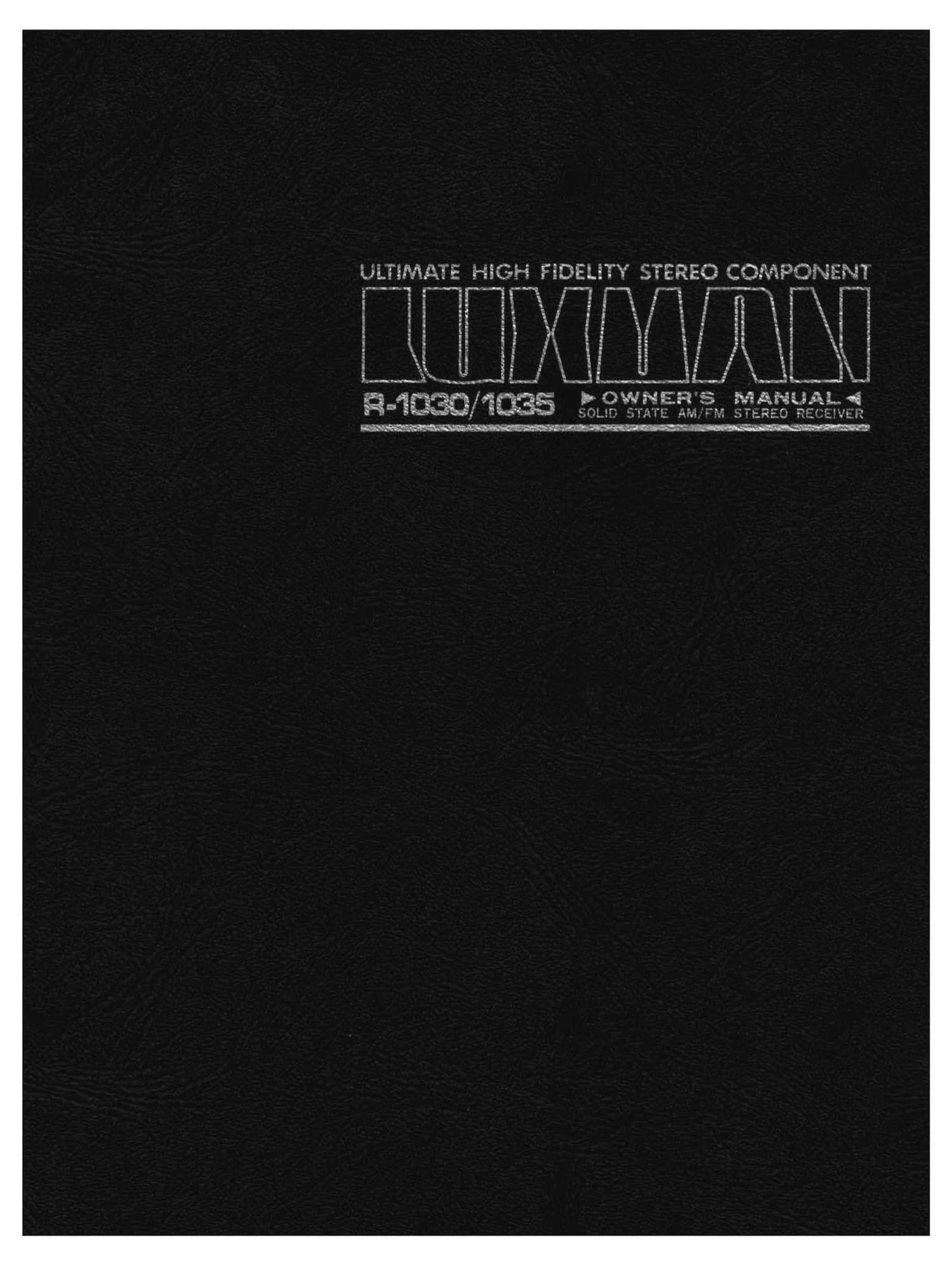Luxman R 1030 R 1035 Owners Manual