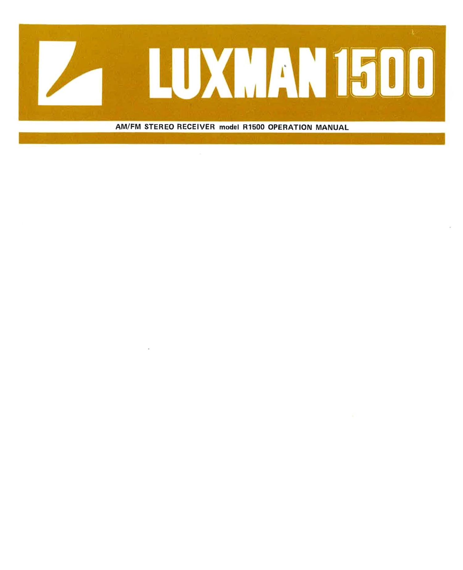 Luxman R 1500 Owners Manual