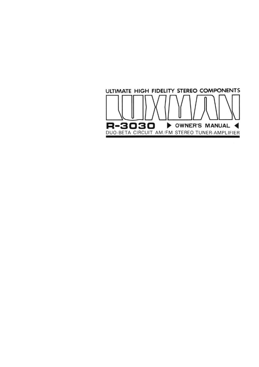 Luxman R 3030 Owners Manual