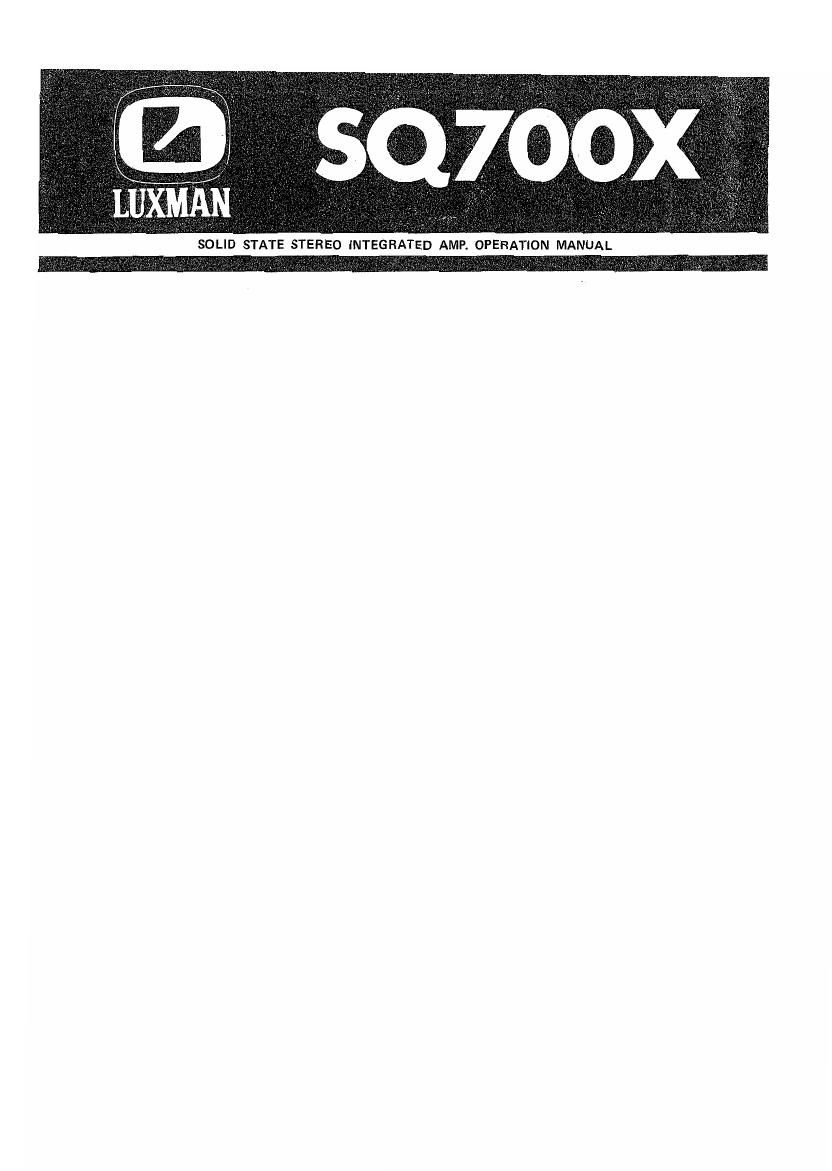 Luxman SQ 700 X Owners Manual