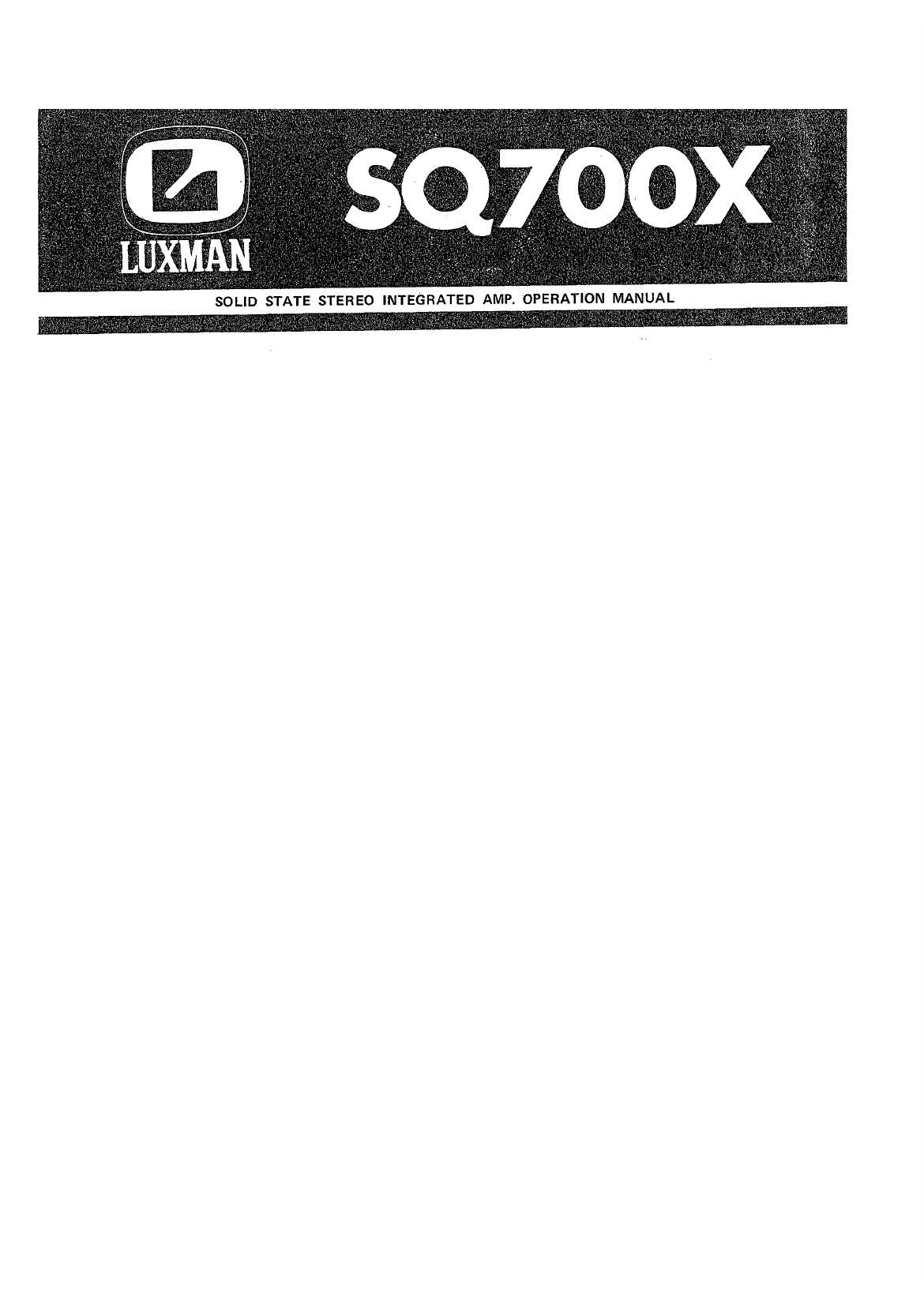 Luxman SQ 700 X Service Manual