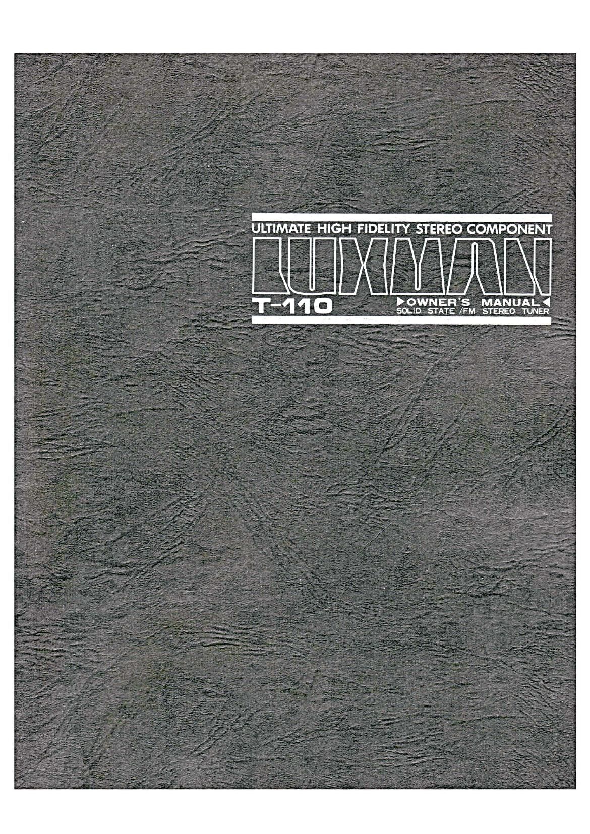 Luxman T 110 Owners Manual