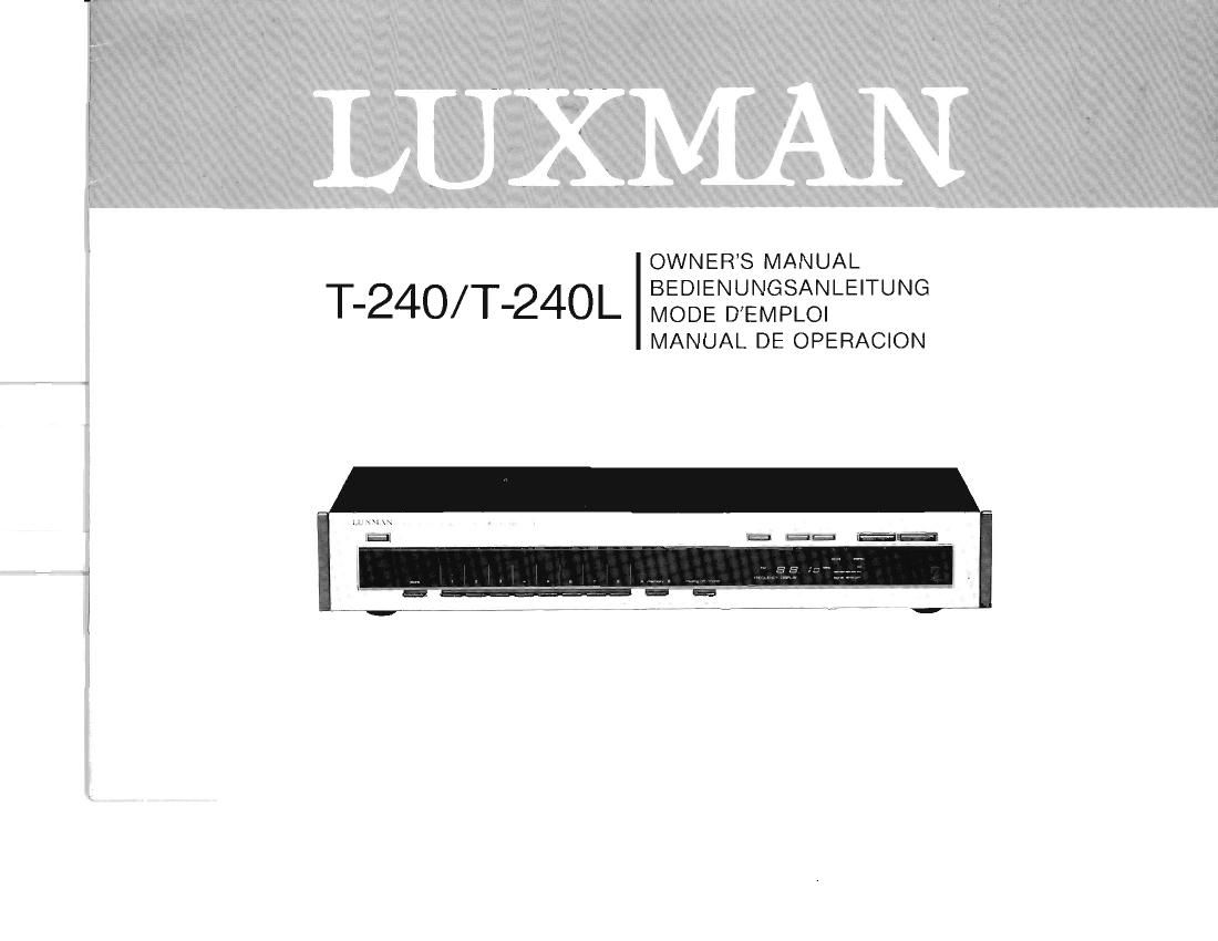 LUXMAN T 240 T240L Owners manual