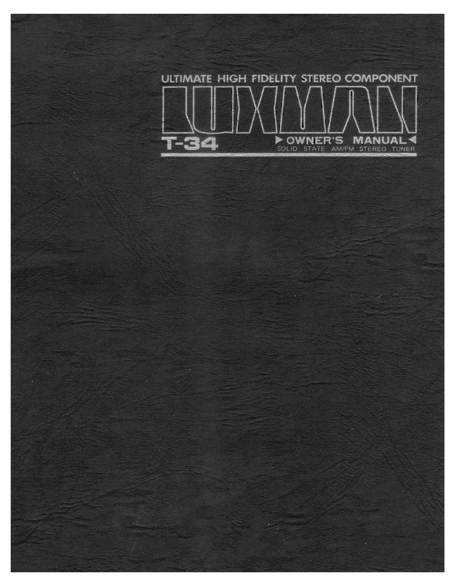 Luxman T 34 Owners Manual