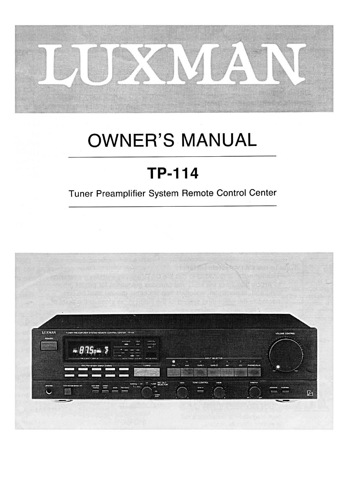 Luxman TP 114 Owners Manual