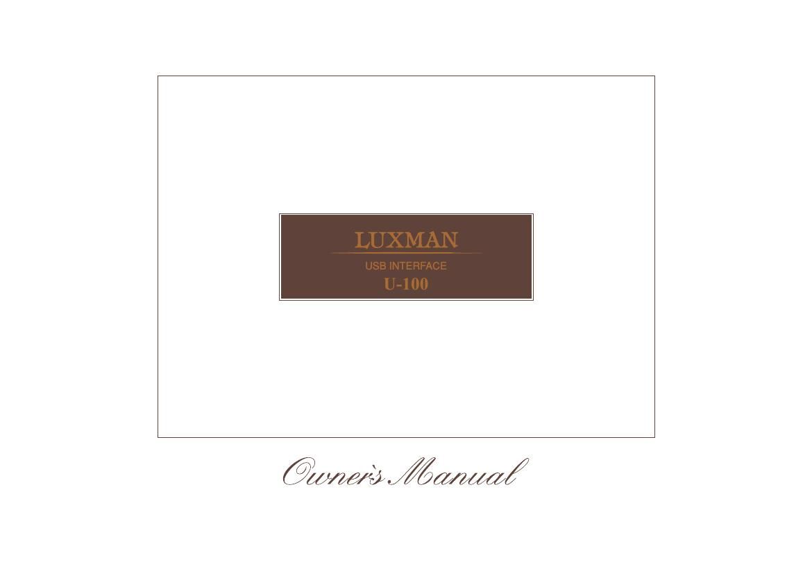 Luxman U 100 Owners Manual