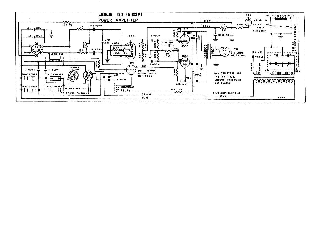 leslie 122 122r power amp schematics