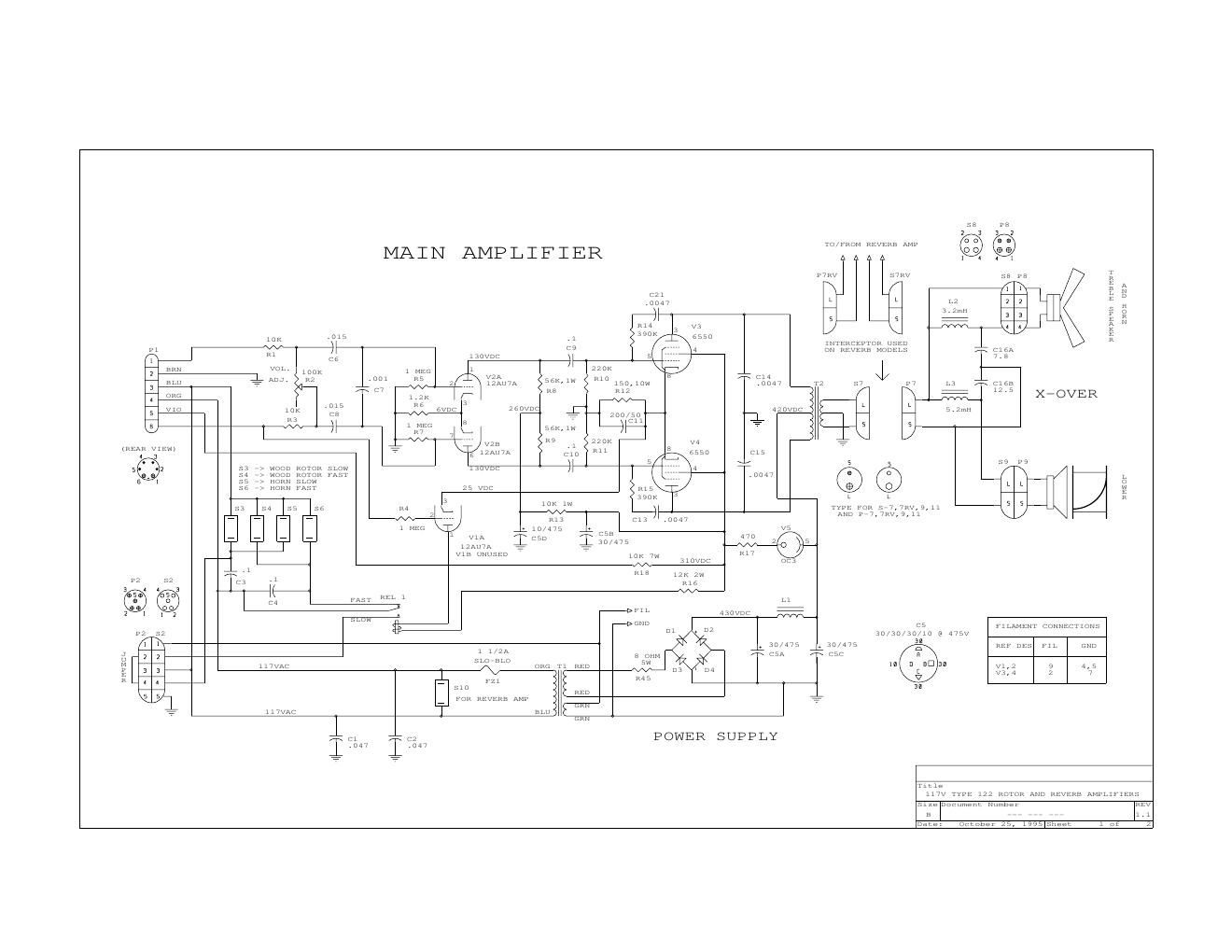 leslie 122 rotor amp schematic